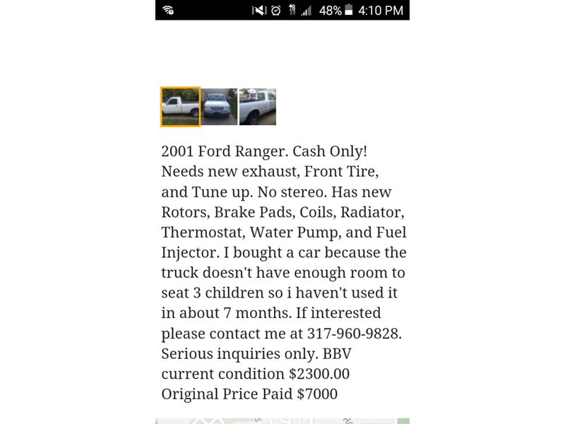 2001 Ford Ranger for sale by owner in Indianapolis