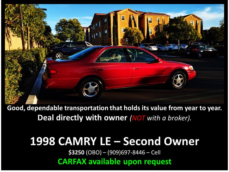 1998 Toyota Camry for sale by owner in Upland