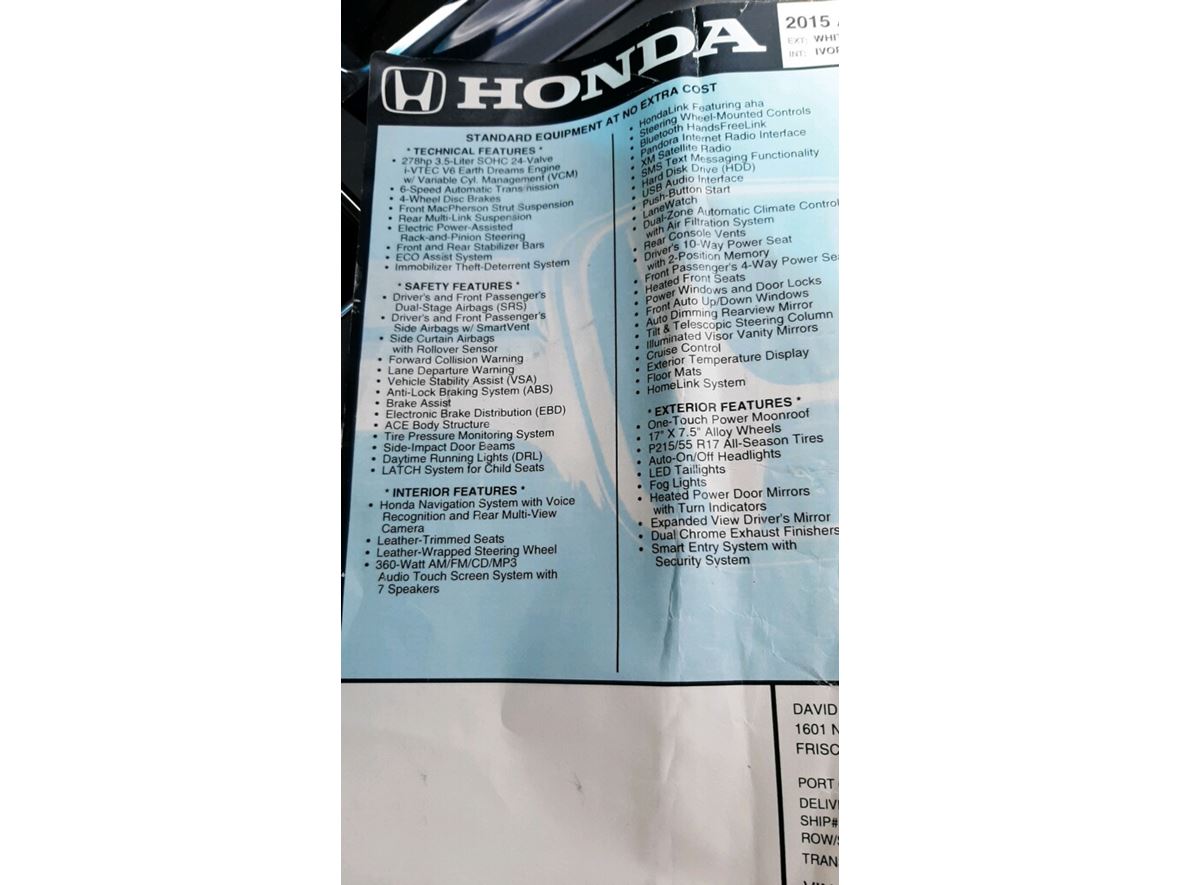 2015 Honda Accord for Sale by Owner in Midland, TX 79705