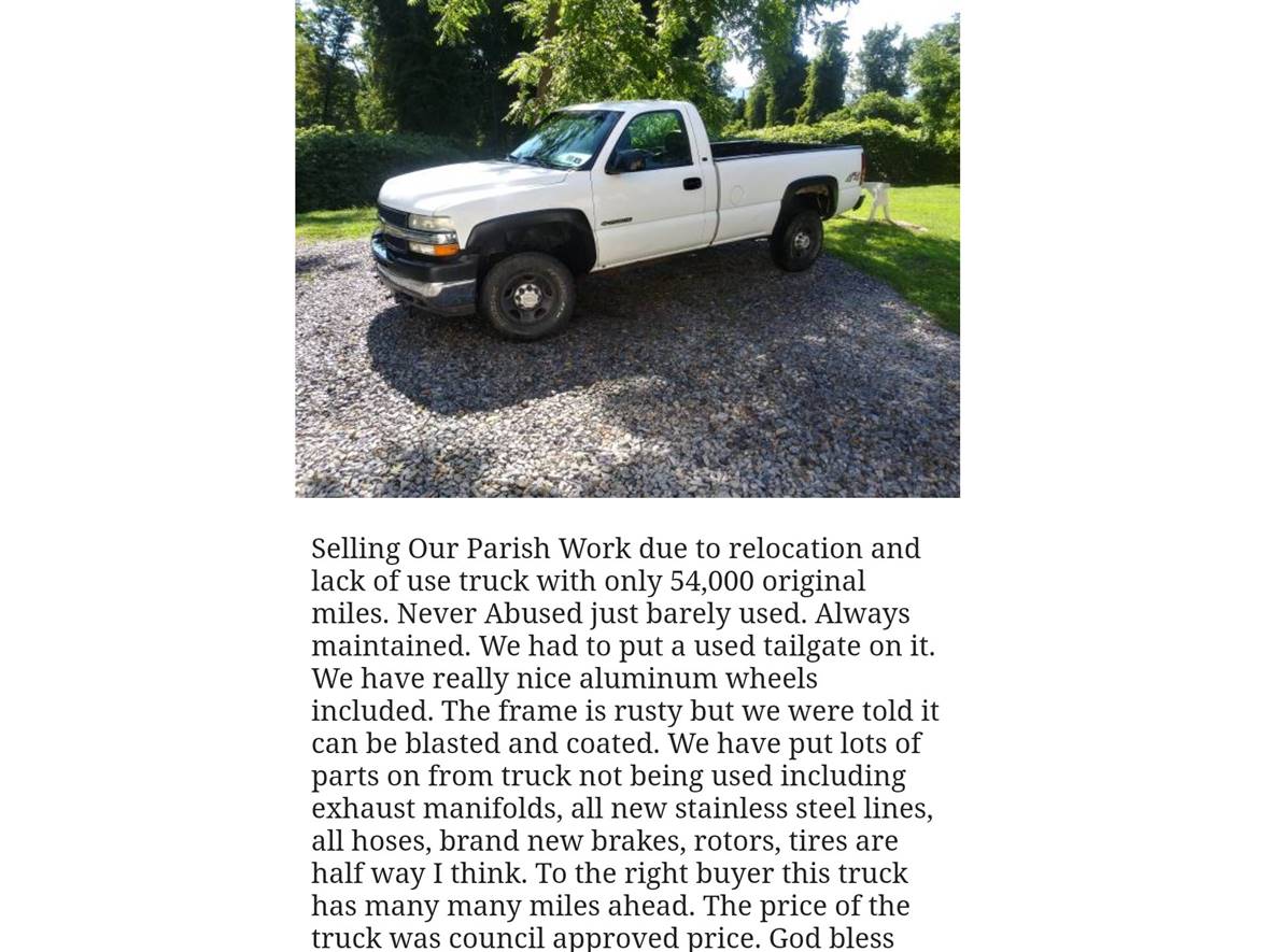 2002 Chevrolet Silverado 2500HD for sale by owner in Ashland