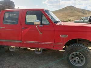 Red 1987 Ford F350 XLT lariat crew cab