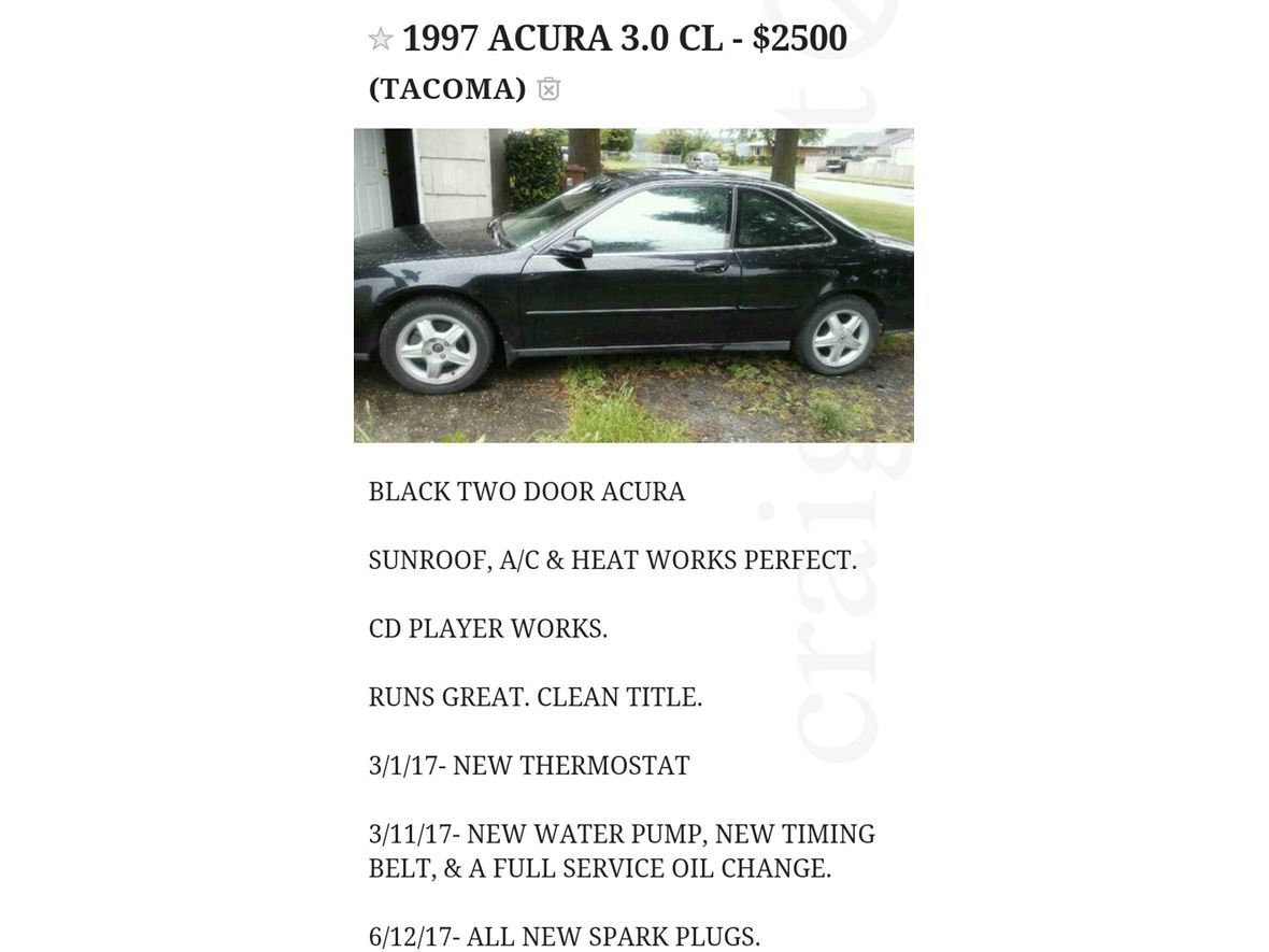 1997 Acura CL for sale by owner in Tacoma