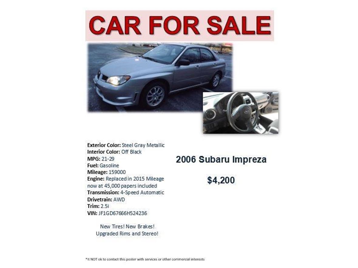 2006 Subaru Impreza for sale by owner in Severn