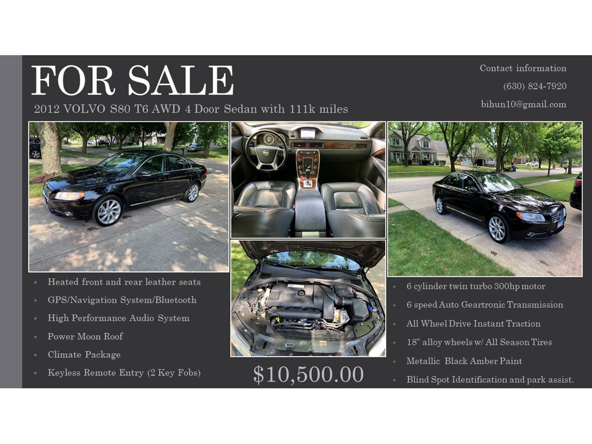 2012 Volvo S80 for sale by owner in Bartlett