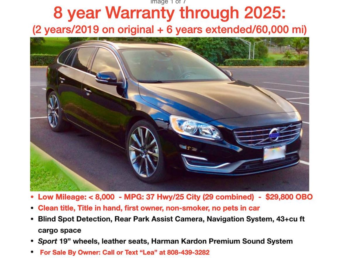 2015 Volvo V60 for sale by owner in Honolulu
